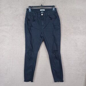 K Jordan Jeans Womens 8 Skinny Mid Rise‎ Distressed Black Denim Stretch